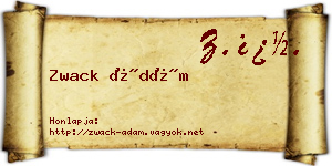 Zwack Ádám névjegykártya